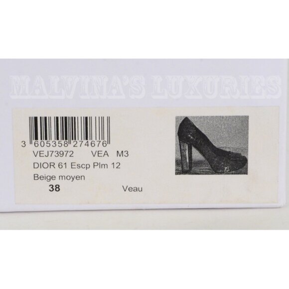 CHRISTIAN DIOR SHOES MIRROR HEEL BEIGE LEATHER PUMPS sz 38 / 7.5 - Picture 8 of 9